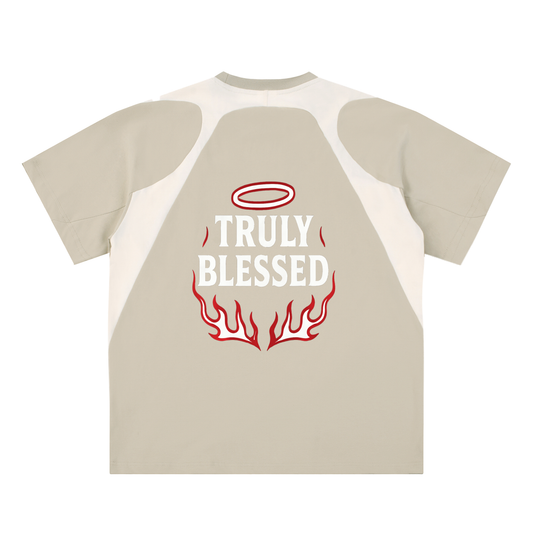 Contrast Panel Cotton T-Shirt