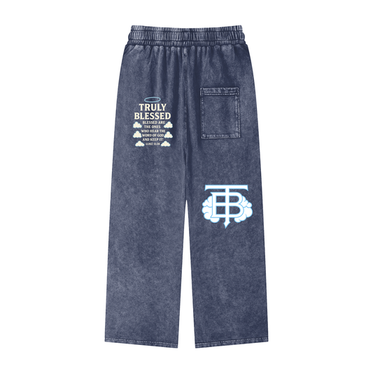 Acid Wash Straight Leg Pants - 360 GSM
