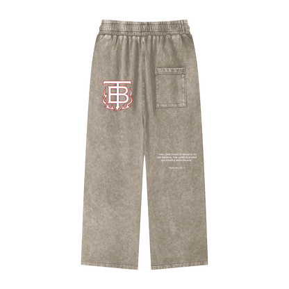 Acid Wash Straight Leg Pants - 360 GSM