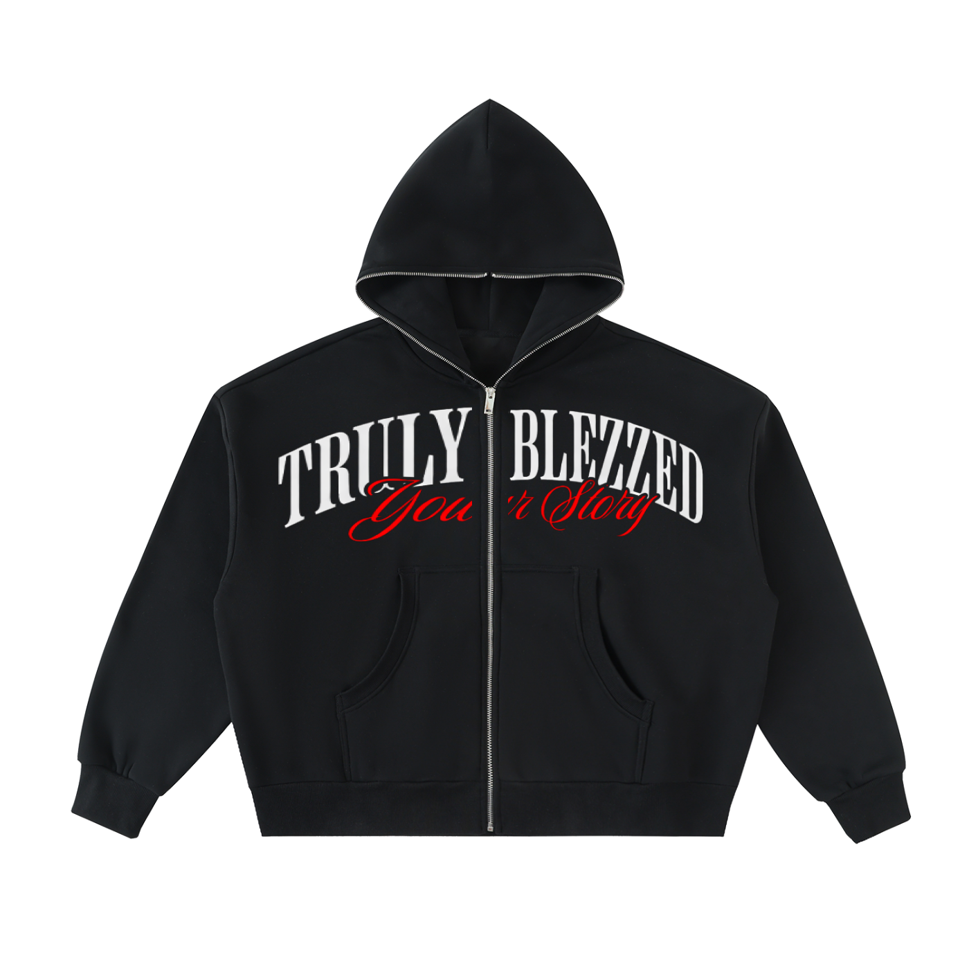 Fleeced Full-Zip Boxy Hoodie