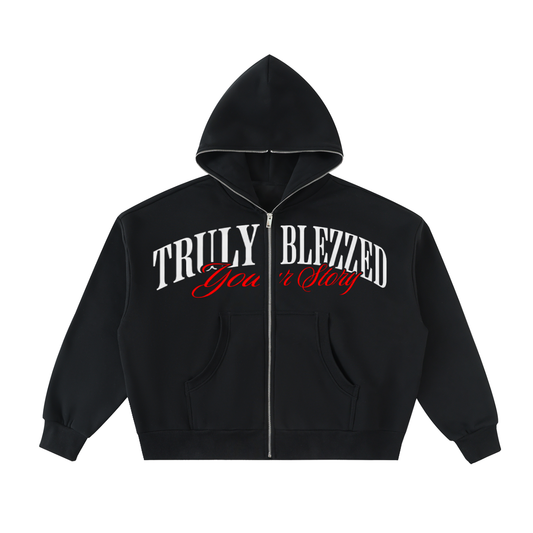 Fleeced Full-Zip Boxy Hoodie