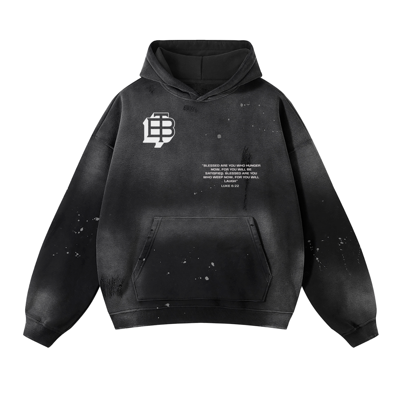 Vintage Wash Frayed Fleece Hoodie - 360 GSM