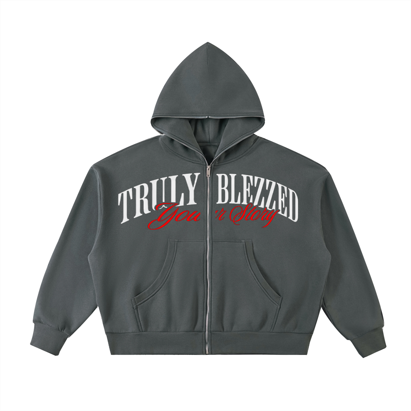 Fleeced Full-Zip Boxy Hoodie