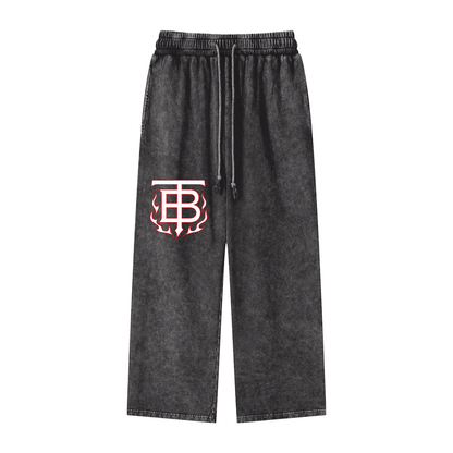 Acid Wash Straight Leg Pants - 360 GSM