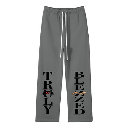 Unisex Solid Color Fleece Straight Leg Pants