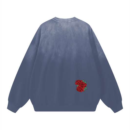 Effortless Athleisure Pure Cotton Handcrafted Monkey Wash Drop-Shoulder Sweatshirt