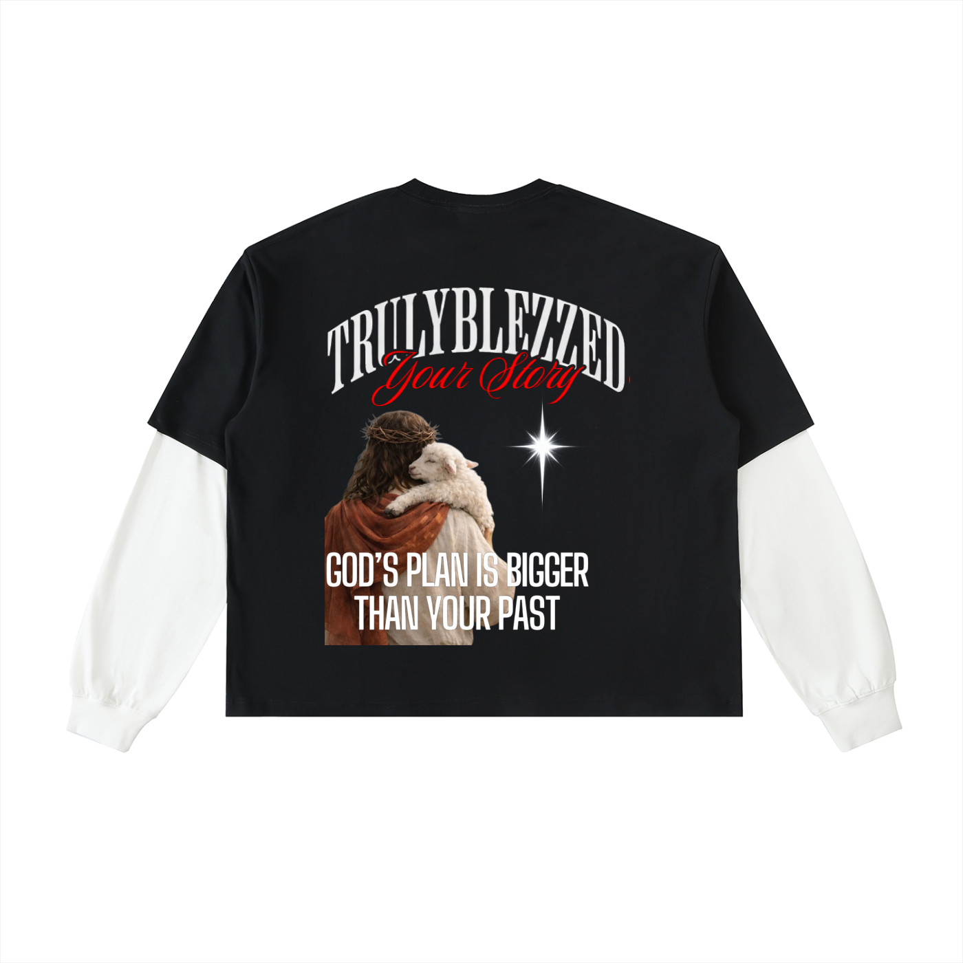 Layered Contrast Sleeve Cotton T-Shirt